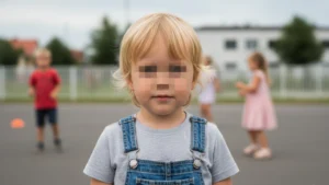 Zdjęcie dziecka, którego twarz została zamazana (rozmyta) w celu zachowania prywatności