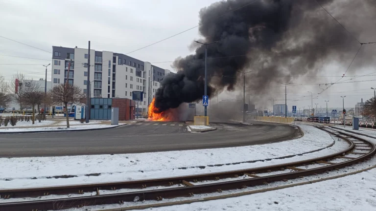 Pożar autobusu MZK w Bydgoszczy